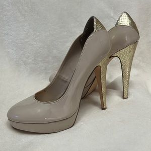G by Guess Cream & Gold Stiletto Platform Pumps